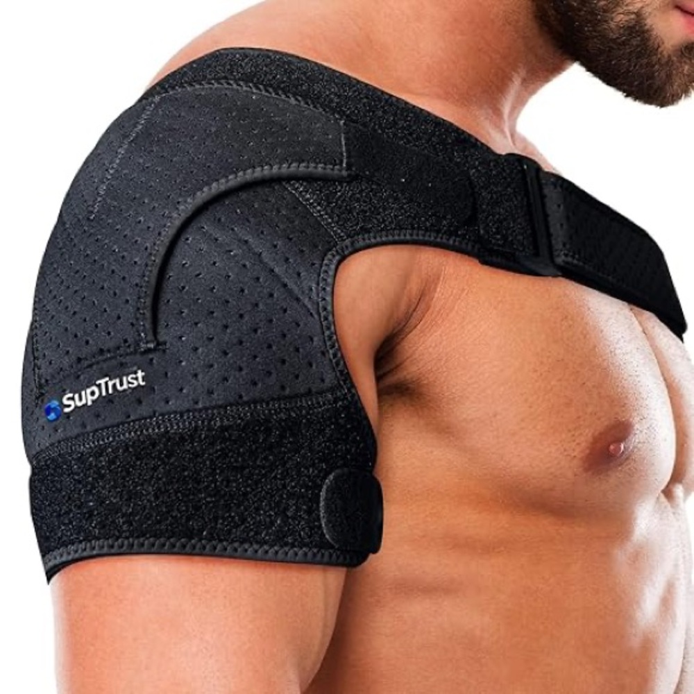 Black Adjustable Shoulder Support Brace for Men